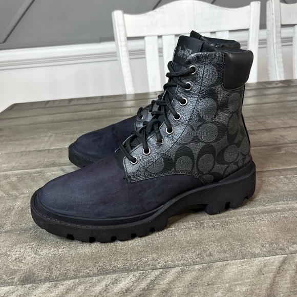 Coach Citysole Boot Charcole Black Suede
Leather Signature Canvas Sz 7 D Men’s - Picture 1 of 5